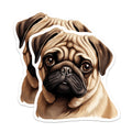 (2 Pack) Cute Pug Dog Magnets - Dog Owner Refrigerator Decor - Adorable Animal Art - 5 Inches On Longest Side - Thick Durable Magnet - Made in USA - MAG26605