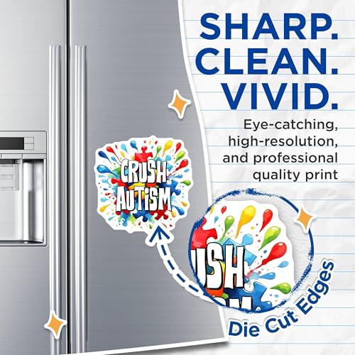 (2 Pack) Autism Awareness Magnets - Vibrant Splash Design - 5" On Longest Side - for Cars, Fridges, Toolboxes - Made in USA - MAG8133