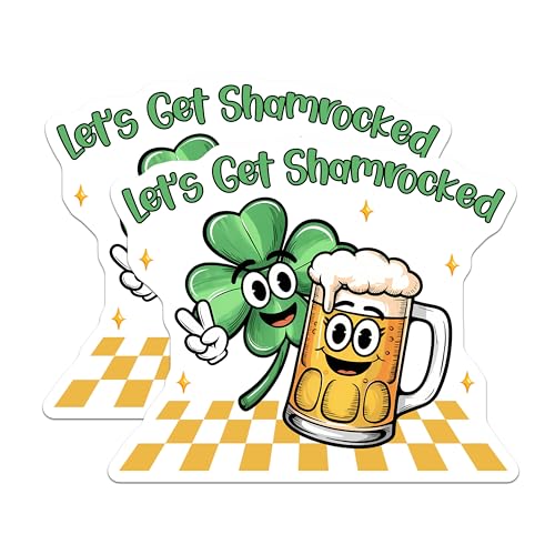 (2 Pack) Let's Get Shamrocked Magnets Magnets - St. Patrick's Day Fun - 5" On Longest Side - Made in USA - Sticks to Refrigerators & Metal Surfaces - MAG8404