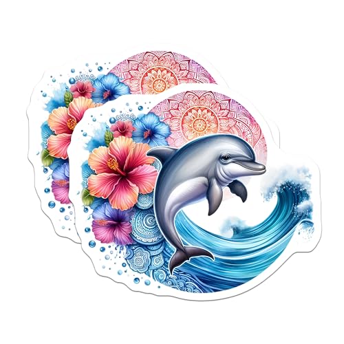 (2 Pack) Ocean Animal Art Magnet - 5" On Longest Side - Sticks to Smooth Flat Surfaces - Made in USA - MAG9489