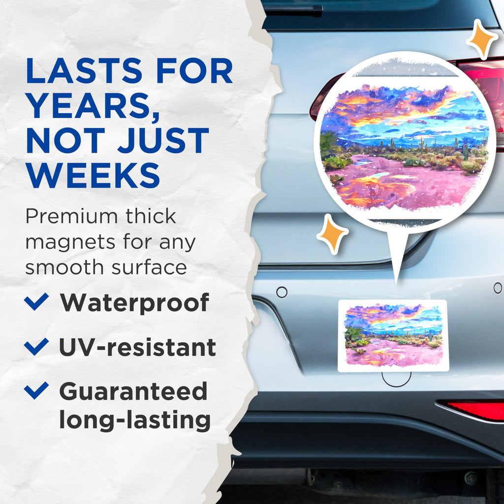 (2 Pack) Arizona Desert Magnets - Sunset Landscape Art - Southwest Scenery Decor - 5" On Longest Side - Premium Magnet - for Cars, Refrigerators, Toolboxes, Lockers - Made in USA - MAG17451
