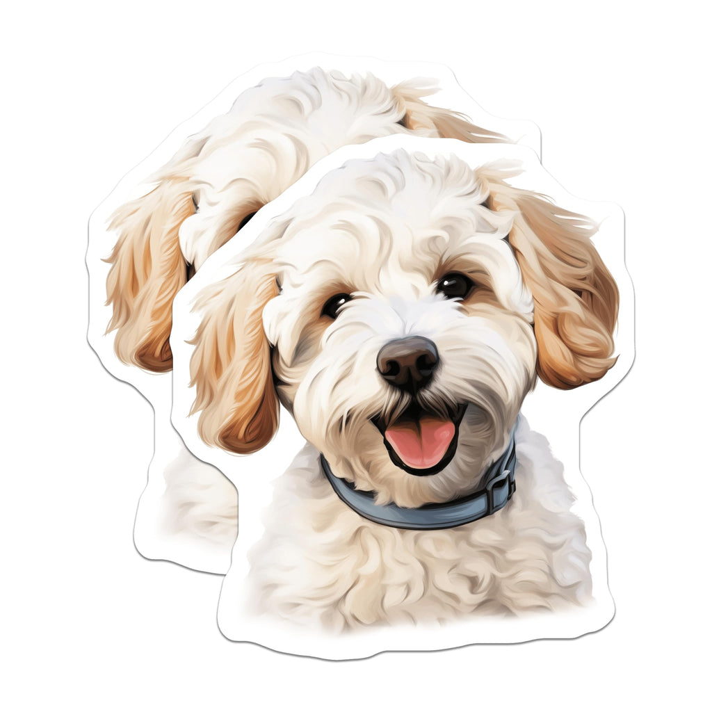 (2 Pack) Happy Goldendoodle Magnets - Cute Doodle Dog Decor - Pet Lover Refrigerator Art - 5 Inches On Longest Side - Thick Durable Magnet - Made in USA - MAG27832
