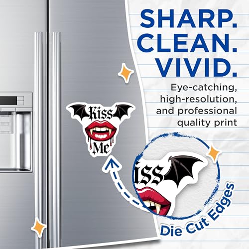 (2 Pack) Vampire Kiss Me Magnets - Gothic Vampire Art - Halloween Decor - Vampire Lips with Fangs - Spooky Decor Magnets - 5" On Longest Side - for Cars, Fridges, Toolboxes - Made in USA - MAG7093