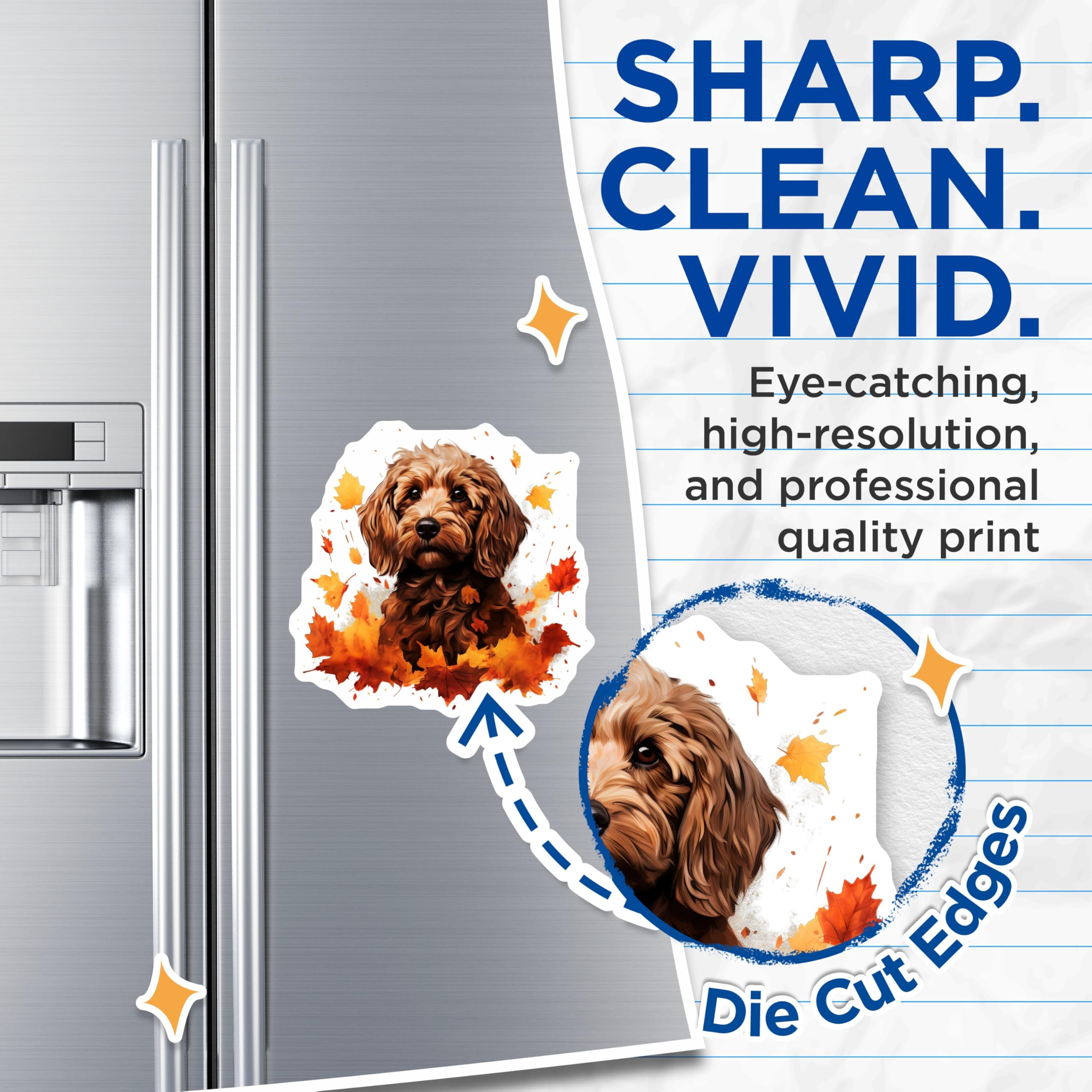 (2 Pack) Cockapoo Magnets - Autumn Dog Decor - Fall Pet Lover Art - 5 Inches On Longest Side - Thick Durable Magnet - Made in USA - MAG23261