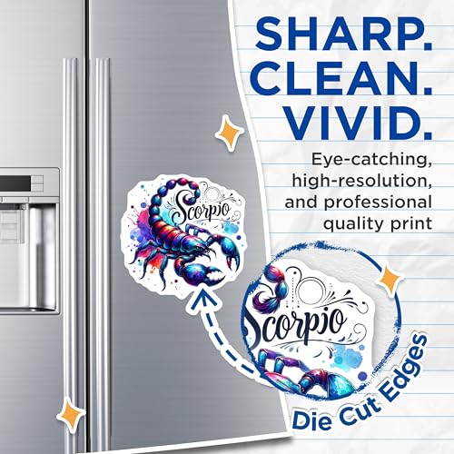 (2 Pack) Scorpio Zodiac Magnets - Astrology Home Decor - Celestial Scorpion Illustration - 5" On Longest Side - for Cars, Fridges, Toolboxes - Made in USA - MAG6894