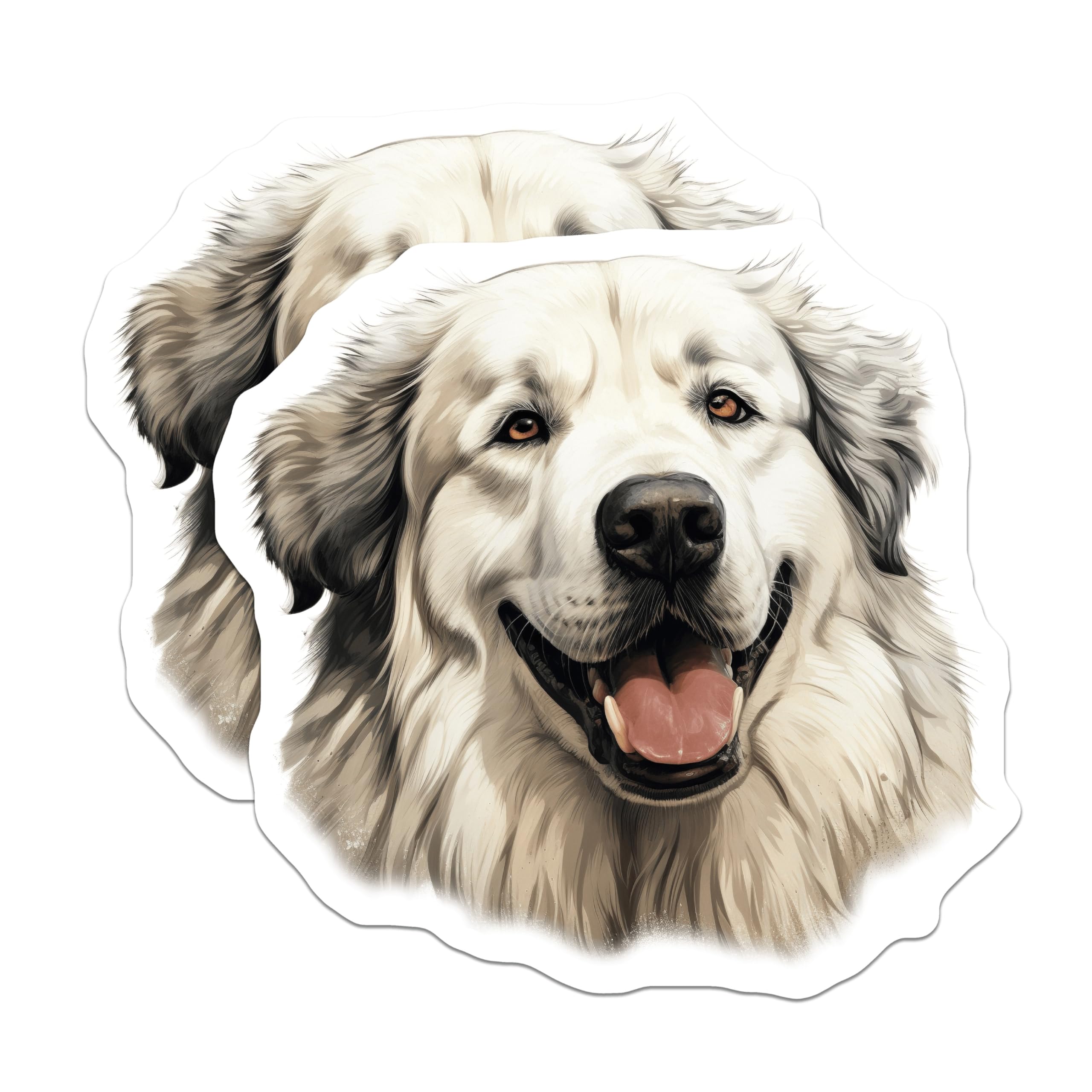 (2 Pack) Great Pyrenees Dog Magnets - Pyrenees Lover Fridge Decor - White Fluffy Dog Kitchen Art - Pet Parent Accessory - 5 Inches On Longest Side - Thick Durable Magnet - Made in USA - MAG30406