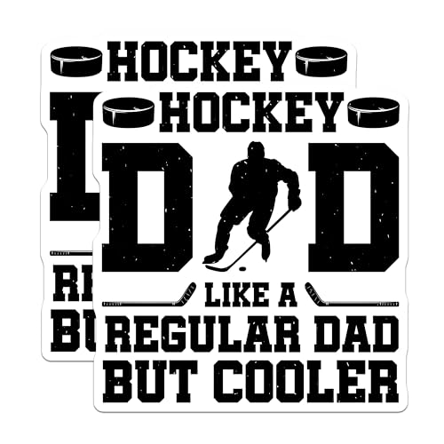 (2 Pack) Hockey Dad Stickers - Like a Regular Dad but Cooler - Funny Dad Sticker for Hockey Lovers - 5" On Longest Side - Sticks to Smooth Flat Surfaces - Made in USA - BMCS6154