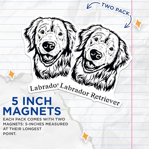 (2 Pack) Labrador Retriever Magnets - Dog Lover Accessories - Cute Animal Fridge - 5" On Longest Side - for Cars, Fridges, Toolboxes - Made in USA - MAG4014