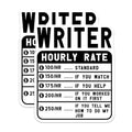 (2 Pack) Writer Hourly Rate Stickers - Writer Cartoon Stickers - Writer Quote Stickers - 5" On Longest Side - Sticks to Smooth Flat Surfaces - Made in USA - BMCS5044
