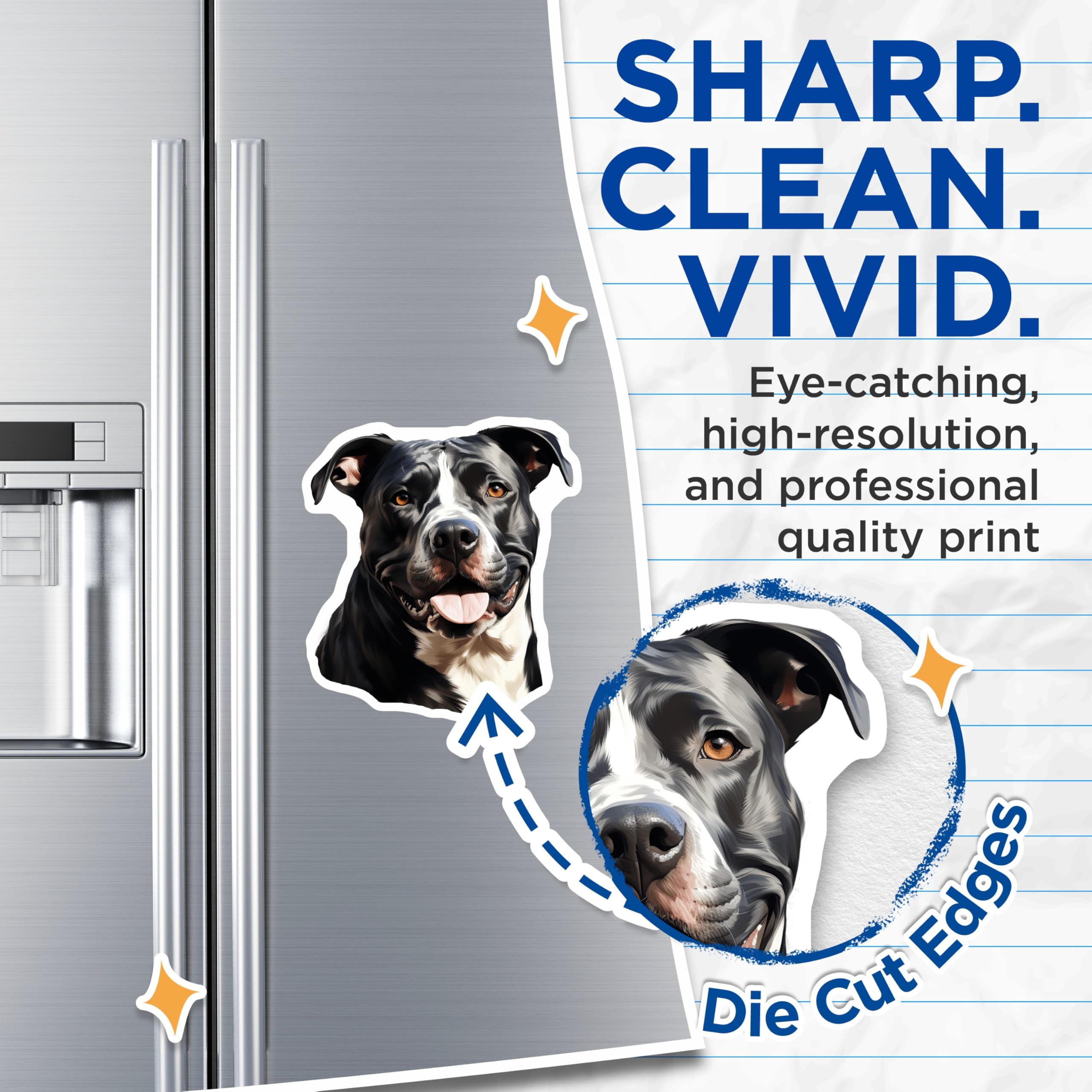 (2 Pack) Pitbull Dog Magnets - Happy Pitbull Terrier Pet Lover Fridge Magnet - Pitbull Mom Dad Decor Kitchen Locker - 5 Inches On Longest Side - Thick Durable Magnet - Made in USA - MAG28069