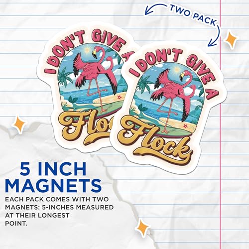 (2 Pack) Flamingo Magnets Magnets - Humorous Tropical Decor - Flamingo Beach Theme - 5" On Longest Side - Made in USA - Sticks to Refrigerators & Metal Surfaces - MAG8893