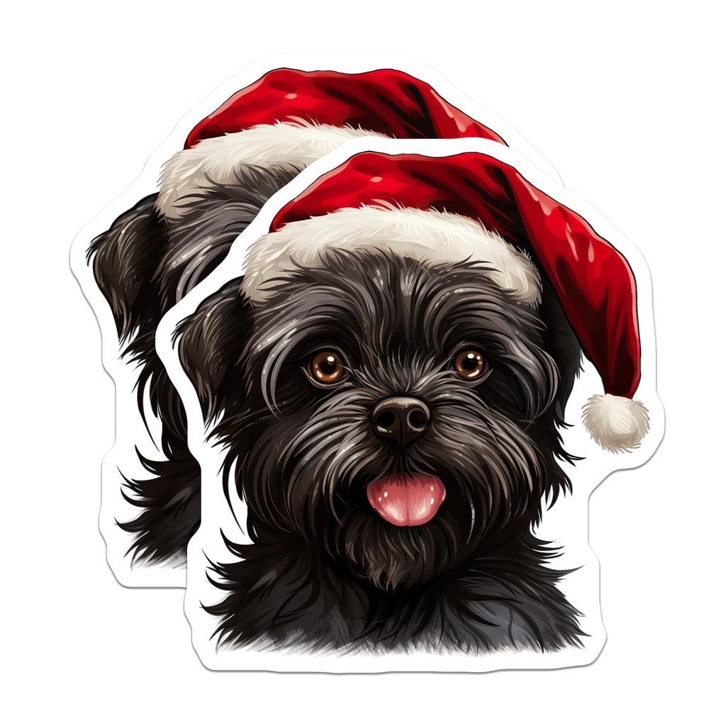 (2 Pack) Christmas Dog Magnets - Santa Hat Dog Lover Decor - Festive Pet Refrigerator Art - Holiday Animal Kitchen Accent - 5 Inches On Longest Side - Thick Durable Magnet - Made in USA - MAG25442