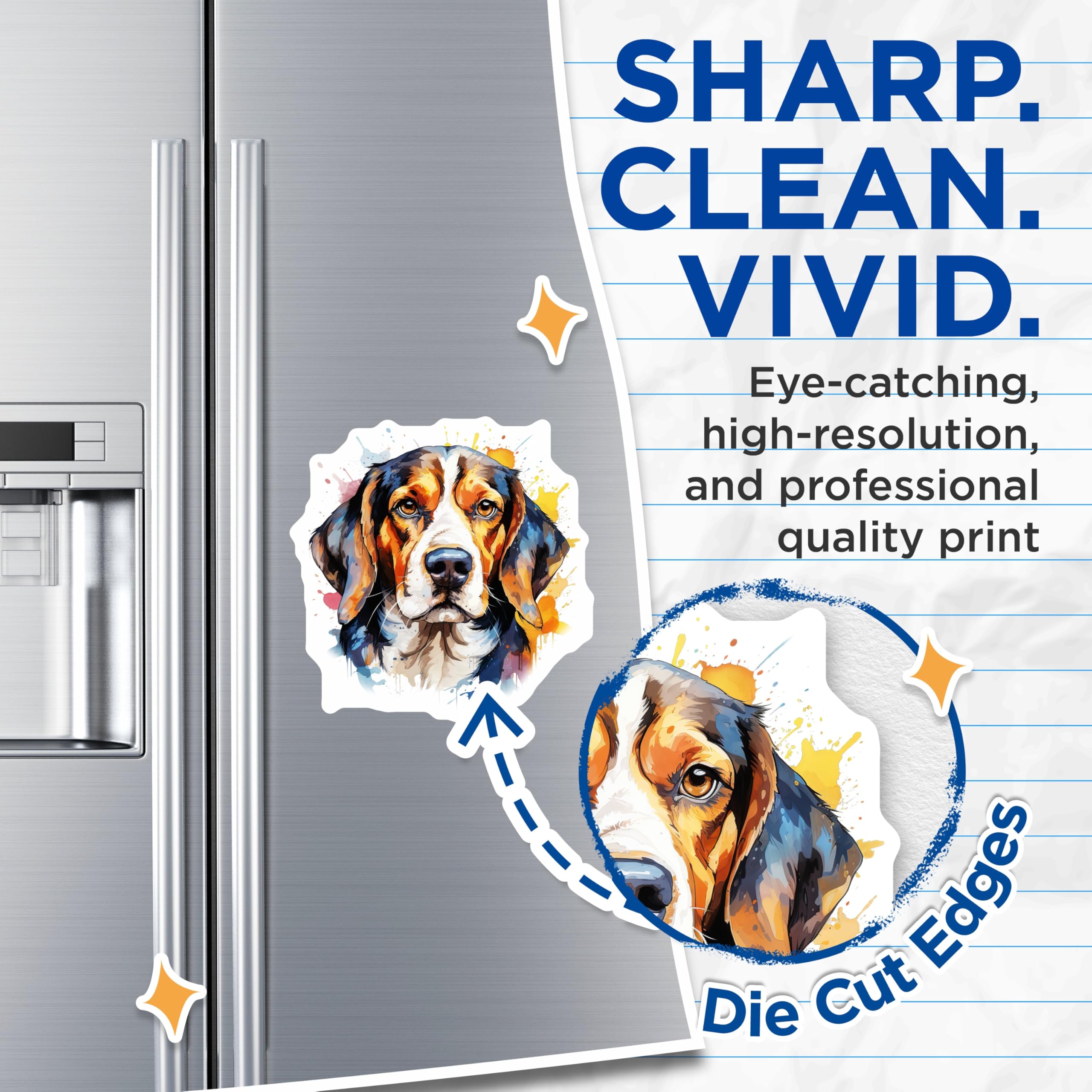 (2 Pack) Watercolor Beagle Dog Magnets - Artistic Hound Fridge Decor - Pet Lover Animal Art Collectibles - 5 Inches On Longest Side - Thick Durable Magnet - Made in USA - MAG23432