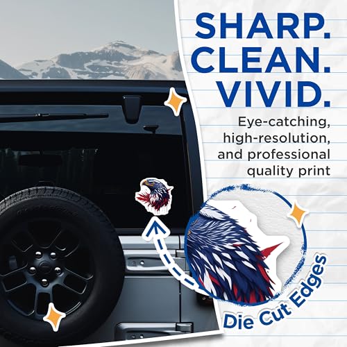 (2 Pack) Bald Eagle Stickers - American Patriotic - Wildlife Illustration - 5" On Longest Side - Sticks to Smooth Flat Surfaces - Made in USA - BMCS6760