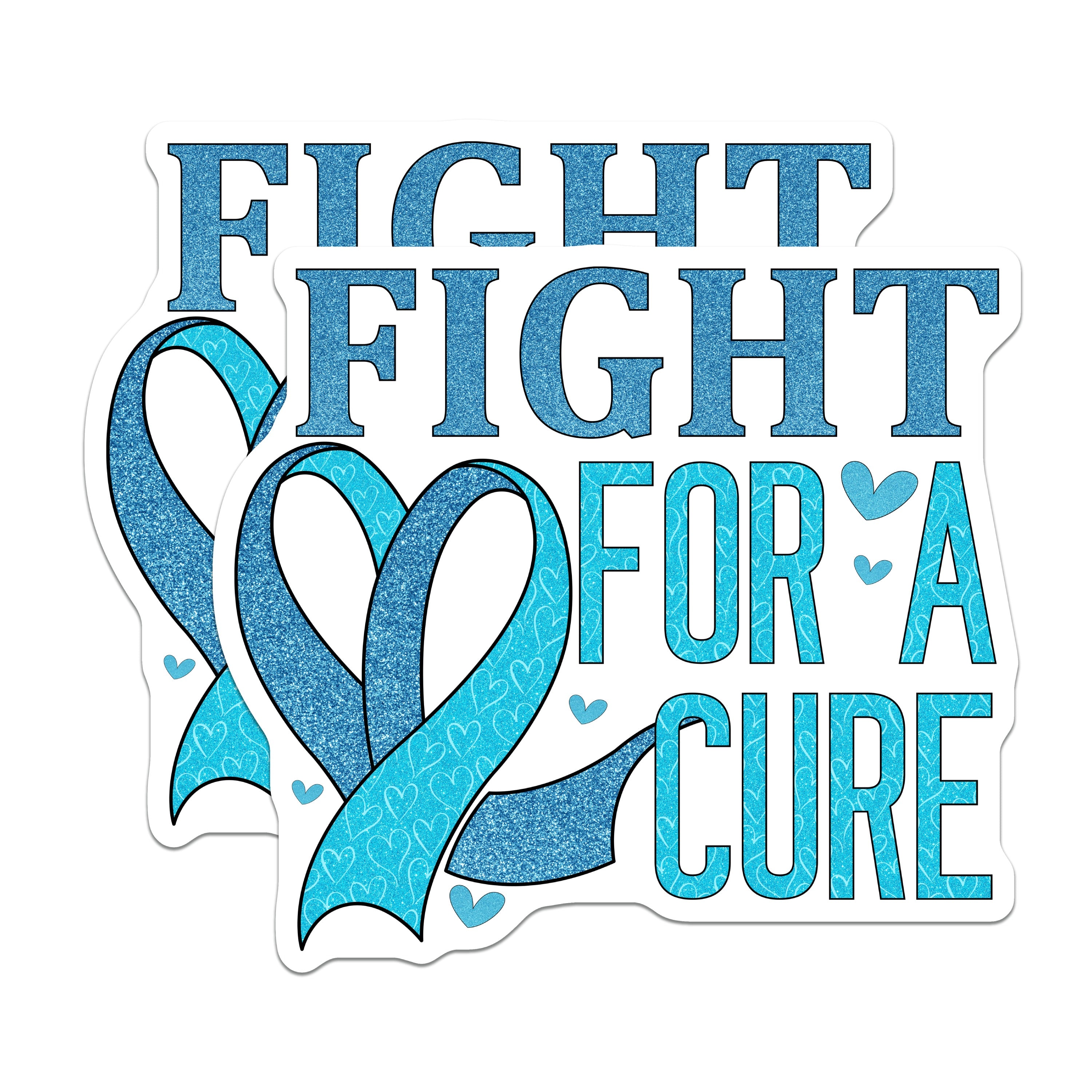 (2 Pack) Fight for A Cure Magnets - Blue Awareness Ribbon - Cancer Support - Inspirational Message - Health Advocate - Hope Decor - 5" - Durable Magnet - Made in USA - MAG37194