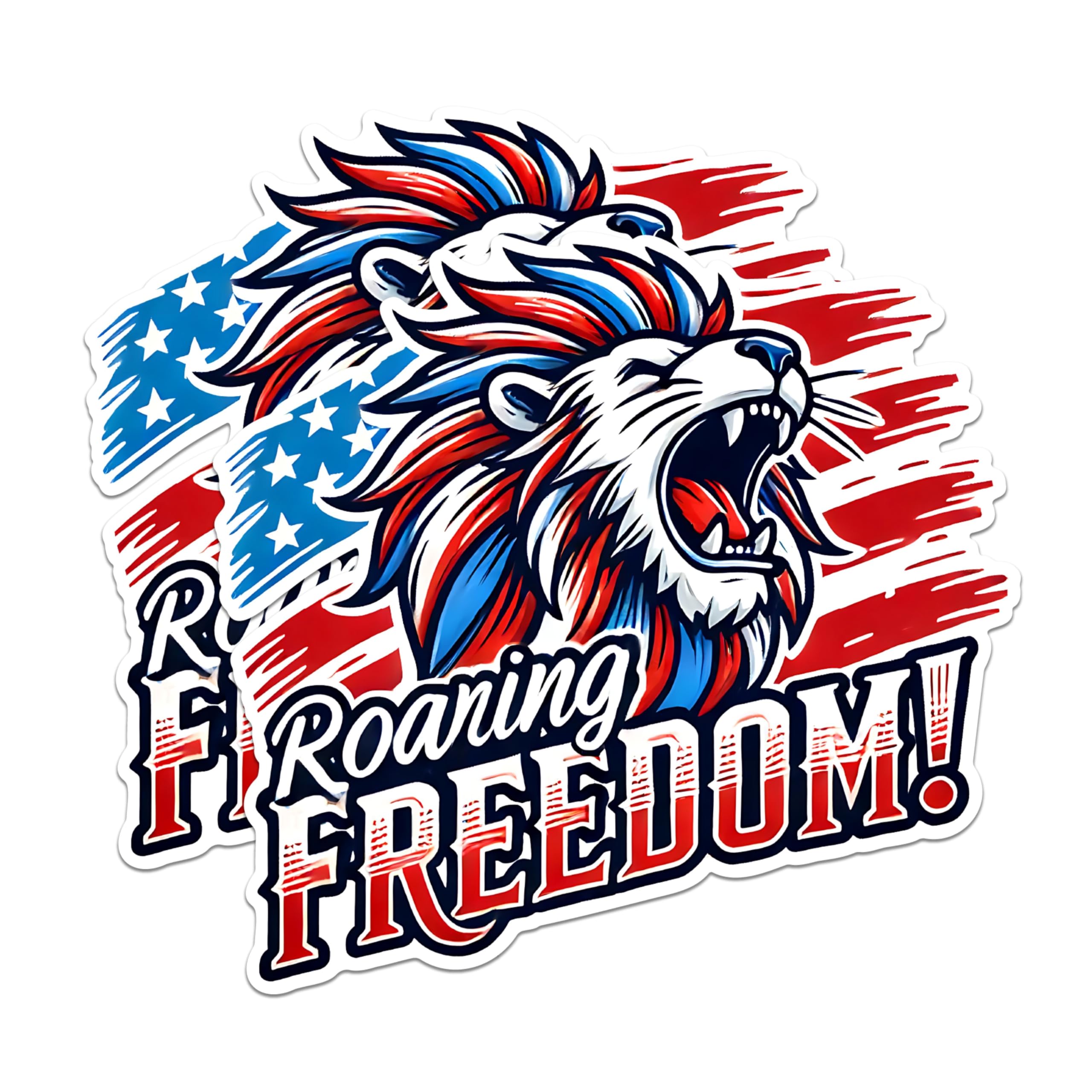 (2 Pack) Roaring Freedom Magnets - Patriotic Lion Magnets - American Flag Magnets- 5" On Longest Side - for Fridges, Toolboxes, Cars - Made in USA - MAG2714