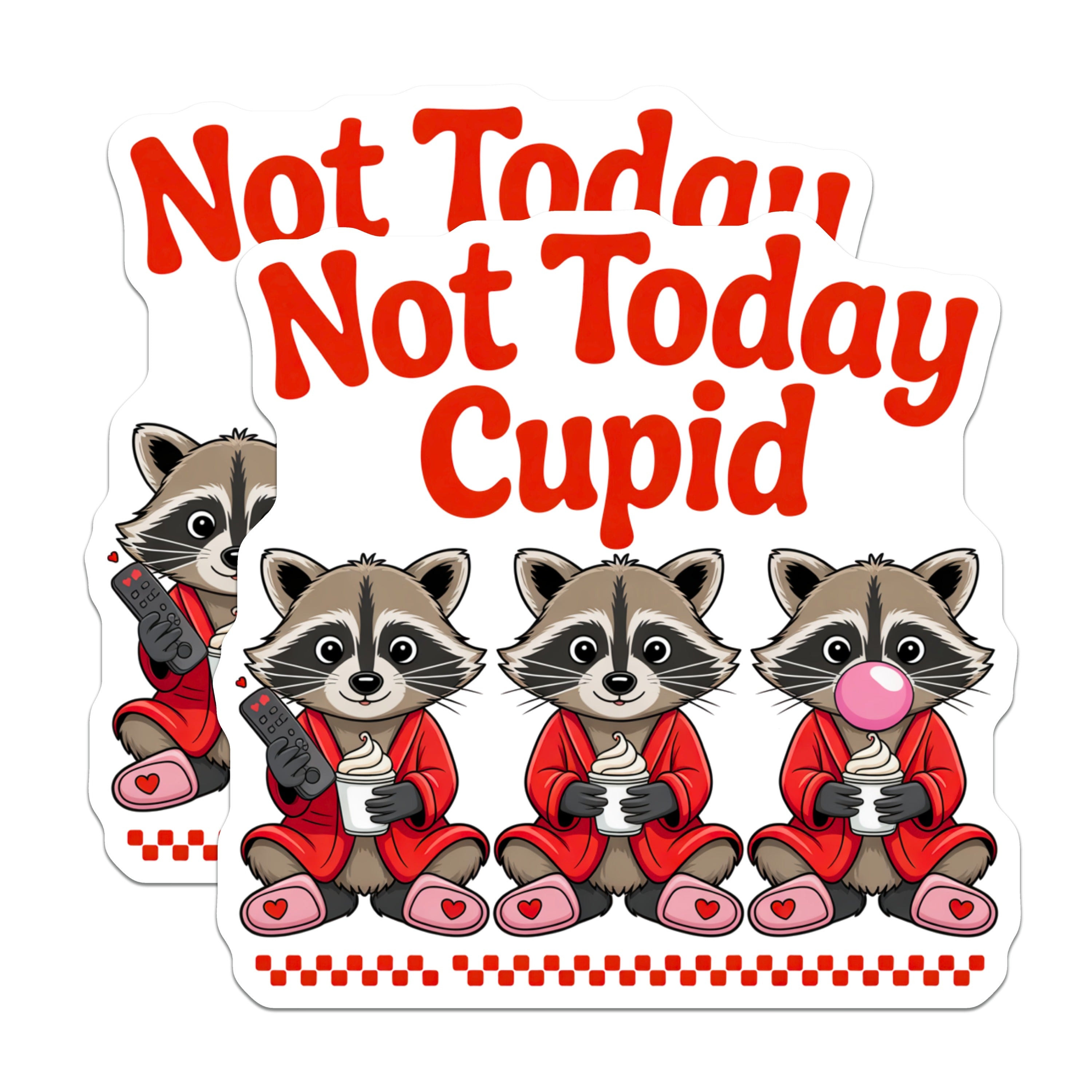 (2 Pack) Not Today Cupid Magnets - Funny Raccoon - Anti Valentine Humor - Cozy Animal Decor - Refrigerator Art - 5 Inches On Longest Side - Thick Durable Magnet - Made in USA - MAG37932