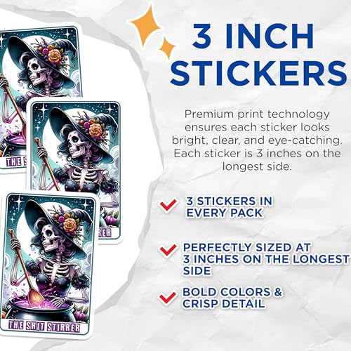 (3 Pack) Shit Stirrer Decals - Halloween Witch - Funny Saying - 3 Inches On Longest Side - Easy Peel & Apply - Made in USA - 3MCS4332