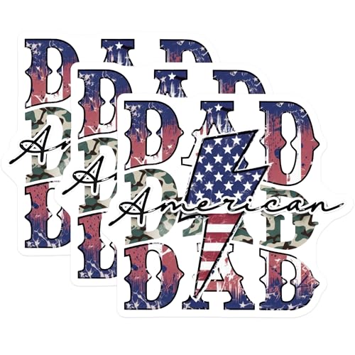 (3 Pack) American Dad Decals - Patriotic Dad - Father's Day Decals - 3 Inches On Longest Side - Easy Peel & Apply - Made in USA - 3MCS7268