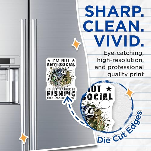 (2 Pack) Funny Fishing Magnets - Anti-Social Fish Magnets - Fishing Quote Decor - I'd Rather Be Fishing - 5" On Longest Side - for Cars, Fridges, Toolboxes - Made in USA - MAG5579