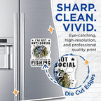 (2 Pack) Funny Fishing Magnets - Anti-Social Fish Magnets - Fishing Quote Decor - I'd Rather Be Fishing - 5" On Longest Side - for Cars, Fridges, Toolboxes - Made in USA - MAG5579