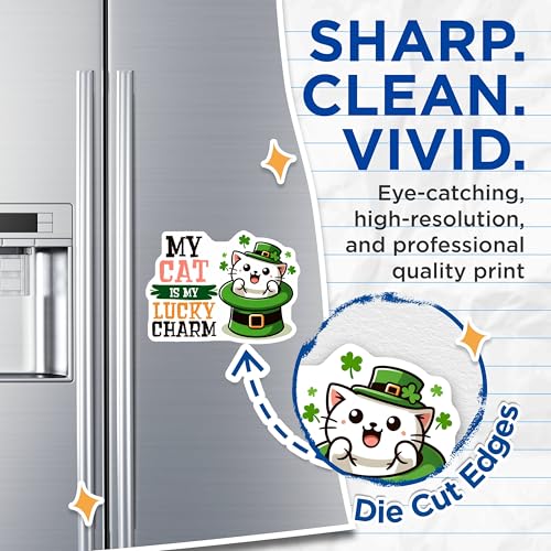 (2 Pack) Cat Lucky Charm Magnets - Cute Cat Decor - 5" On Longest Side - for Cars, Fridges, Toolboxes - Made in USA - MAG8096