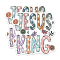(2 Pack) Jesus is King Magnets - Boho Daisy Christian Decor - Inspirational Faith Art - 5 Inches On Longest Side - Thick Durable Magnet - Made in USA - MAG21858