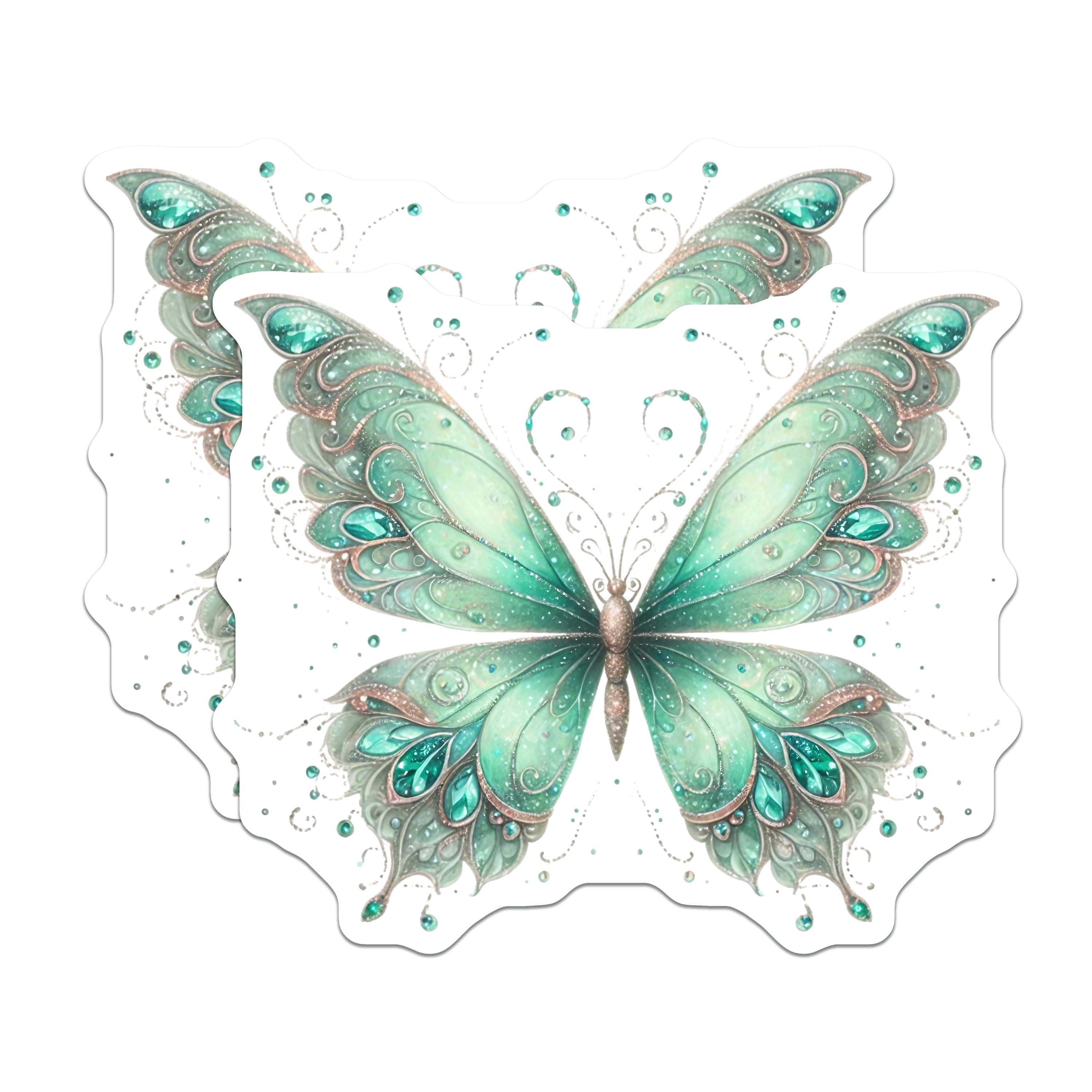 (2 Pack) Emerald Butterfly Magnets - Teal Aesthetic Decor - Whimsical Fairycore Art - Magical Fantasy Accent - 5 Inches On Longest Side - Thick Durable Magnet - Made in USA - MAG39423