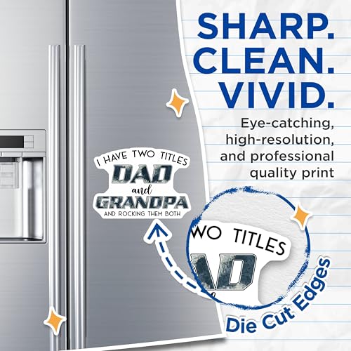 (2 Pack) Dad Grandpa Magnets - Family Titles - Fun Quotes for Dad and Grandpa - 5" On Longest Side - for Cars, Refrigerators, Toolboxes, Lockers - Made in USA BMCS3233