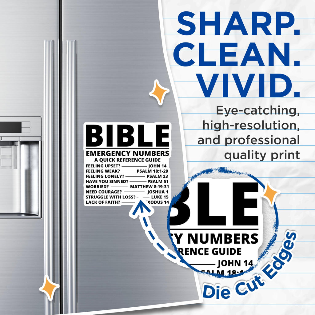 (2 Pack) Bible Emergency Numbers Magnets - Quick Reference Guide - Scripture Inspired Home - 5" On Longest Side - for Cars, Fridges, Toolboxes - Made in USA - MAG3874