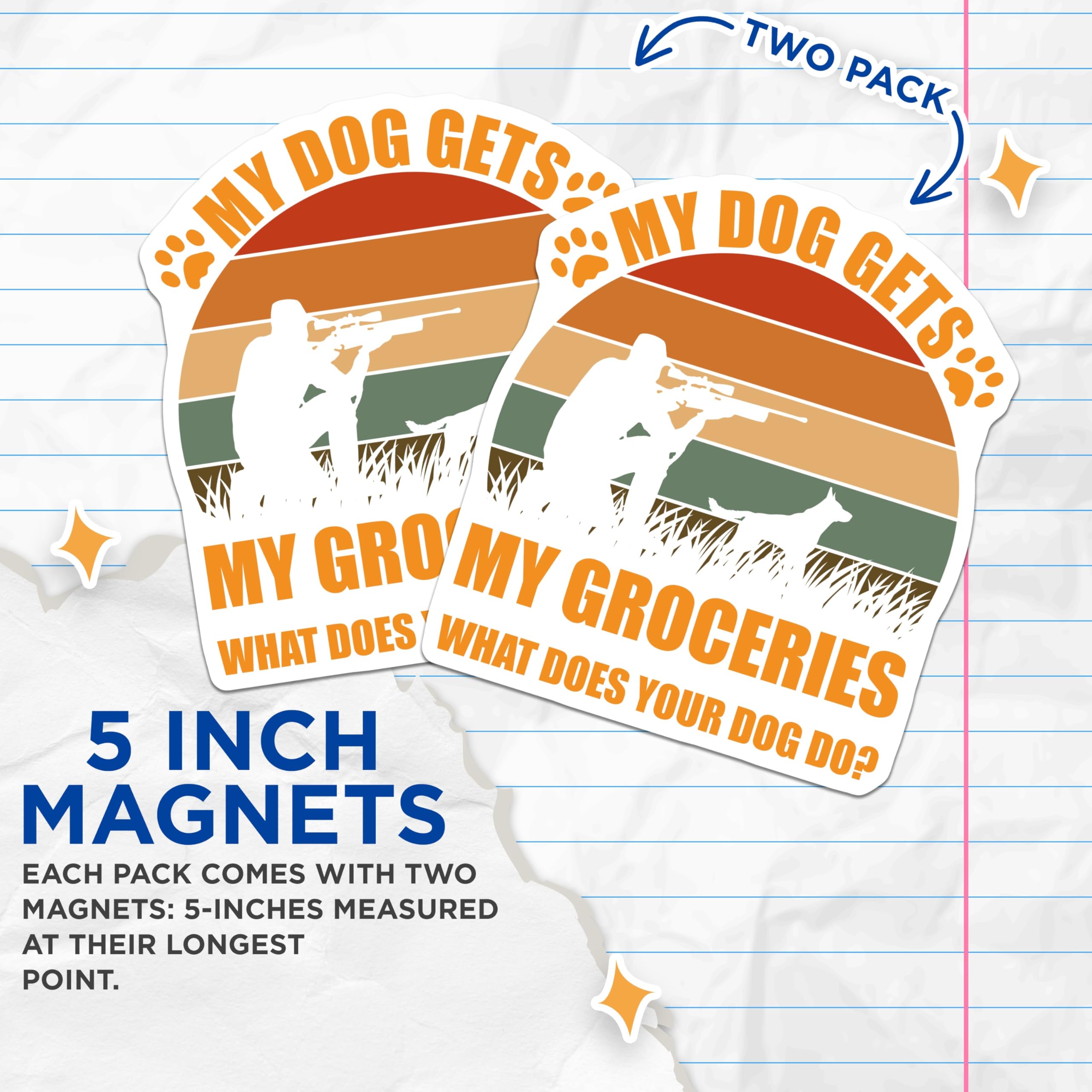 (2 Pack) Funny Dog Magnet - Sniper Dog Art - Unique Dog Lover Magnets - 5" On Longest Side - Premium Magnet - for Cars, Refrigerators, Toolboxes, Lockers - Made in USA - MAG17594