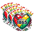 (3 Pack) Free-ish Since 1865 Decals - Juneteenth - Emancipation Day - 3 Inches On Longest Side - Easy Peel & Apply - Made in USA - 3MCS6135