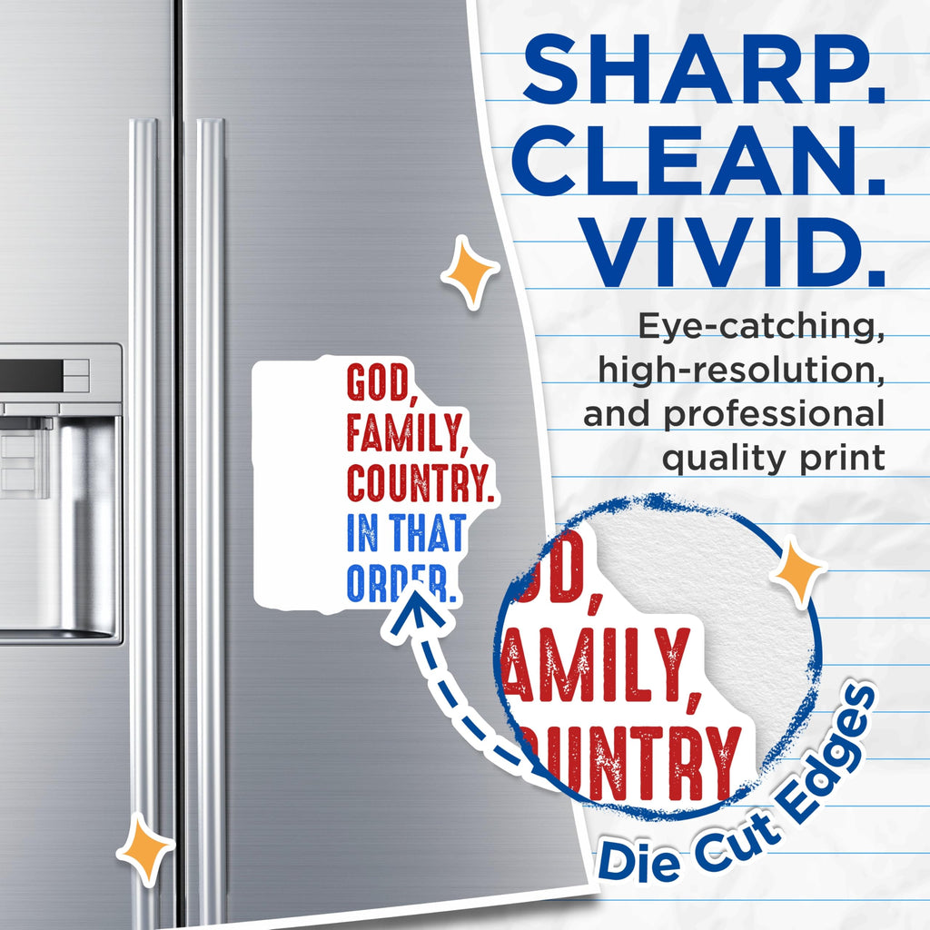 (2 Pack) God Family Country Magnets - Patriotic Statement Decor - Conservative Values Display - 5 Inches On Longest Side - Thick Durable Magnet - Made in USA - MAG30433