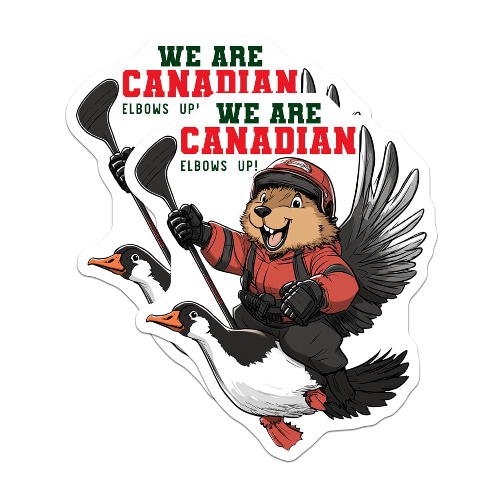 (2 Pack) Canadian Beaver Hockey Magnets - Flying Duck Illustration - Fridge Magnets - 5" On Longest Side - Premium Magnet - for Cars, Refrigerators, Toolboxes, Lockers - Made in USA - MAG17135