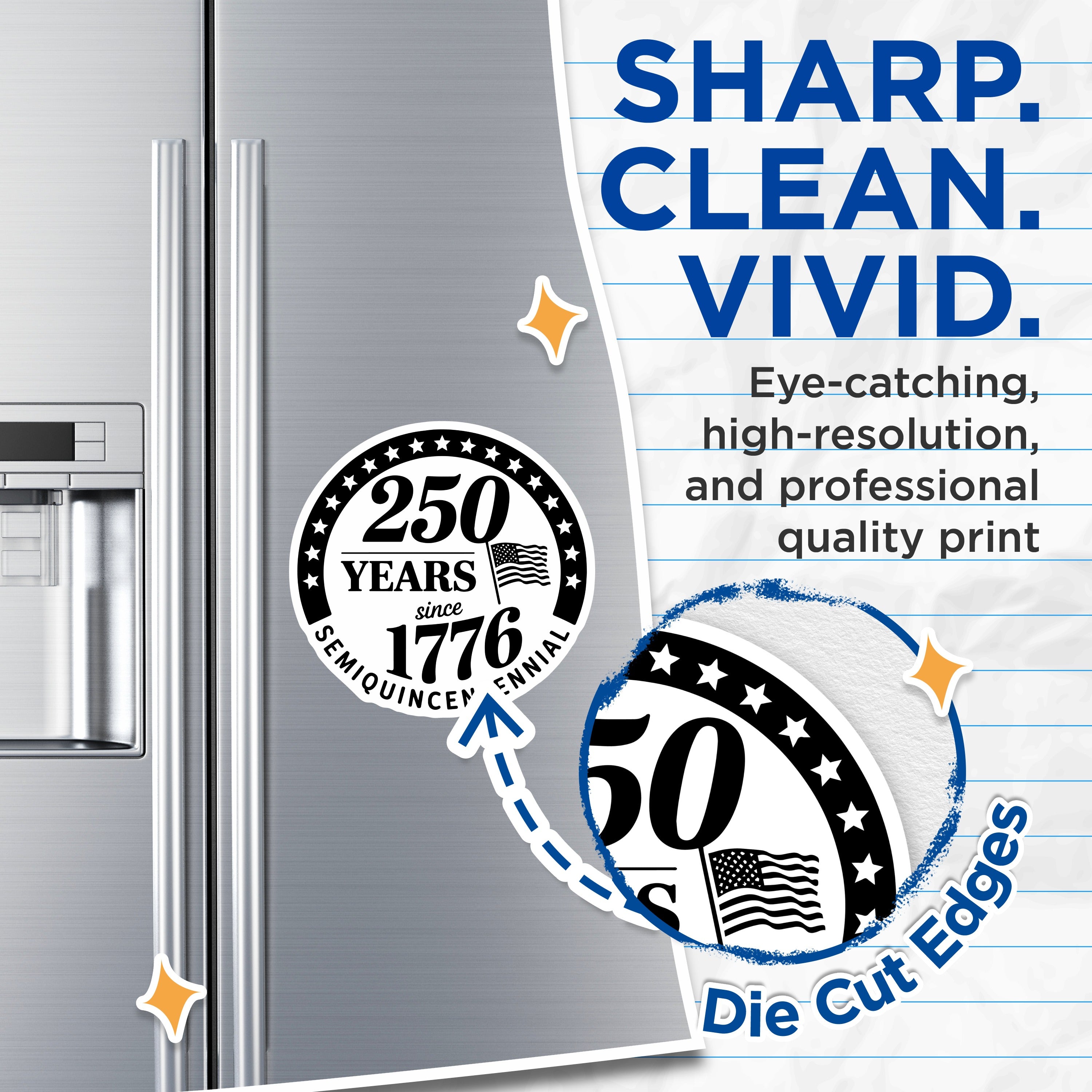 (2 Pack) USA 250th Anniversary Commemorative Magnets - Semiquincentennial - American Historical Emblem - 5 Inches On Longest Side - Thick Durable Magnet - Made in USA - MAG37758