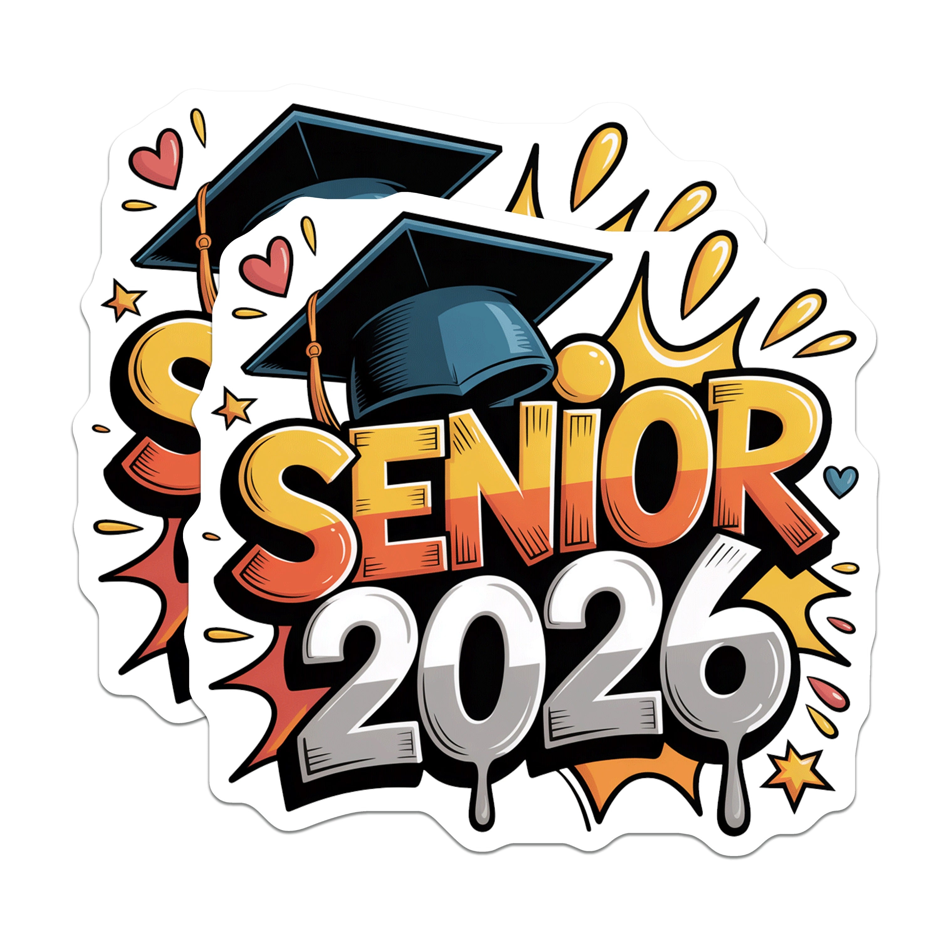 (2 Pack) Senior 2026 Magnets - Graduation Class of 2026 - High School College Graduate Student Academic Success - 5 Inches On Longest Side - Thick Durable Magnet - Made in USA - MAG37258