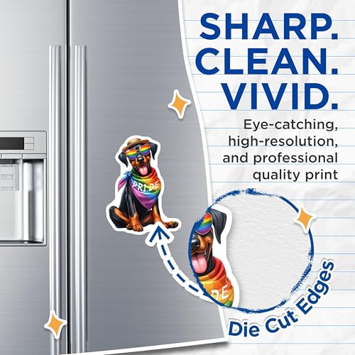 (2 Pack) Pride Dog Magnets - Rainbow Dog - Cute Dog Magnets for Fridge - 5" On Longest Side - for Cars, Fridges, Toolboxes - Made in USA - MAG7112