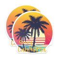 (2 Pack) Surf California Stickers - Palm Tree Sunset Stickers - Summer Beach Vacation Stickers - 5" On Longest Side - Sticks to Smooth Flat Surfaces - Made in USA - BMCS4320