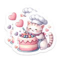 (2 Pack) Adorable Cat Chef Magnets - Sweet Baking Kitten Decor - Dessert Lover Fridge Art - Culinary Kitty Accent - 5 Inches On Longest Side - Thick Durable Magnet - Made in USA - MAG22144