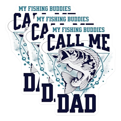 (3 Pack) Fishing Dad Decals - Bass Fish - Laptop Decals - 3 Inches On Longest Side - Easy Peel & Apply - Made in USA - 3MCS2314