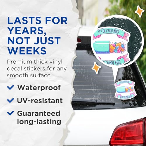 (2 Pack) It's OK If You Need Meds Stickers - Encouragement - Mental Health Awareness - 5" On Longest Side - Sticks to Smooth Flat Surfaces - Made in USA - BMCS7508