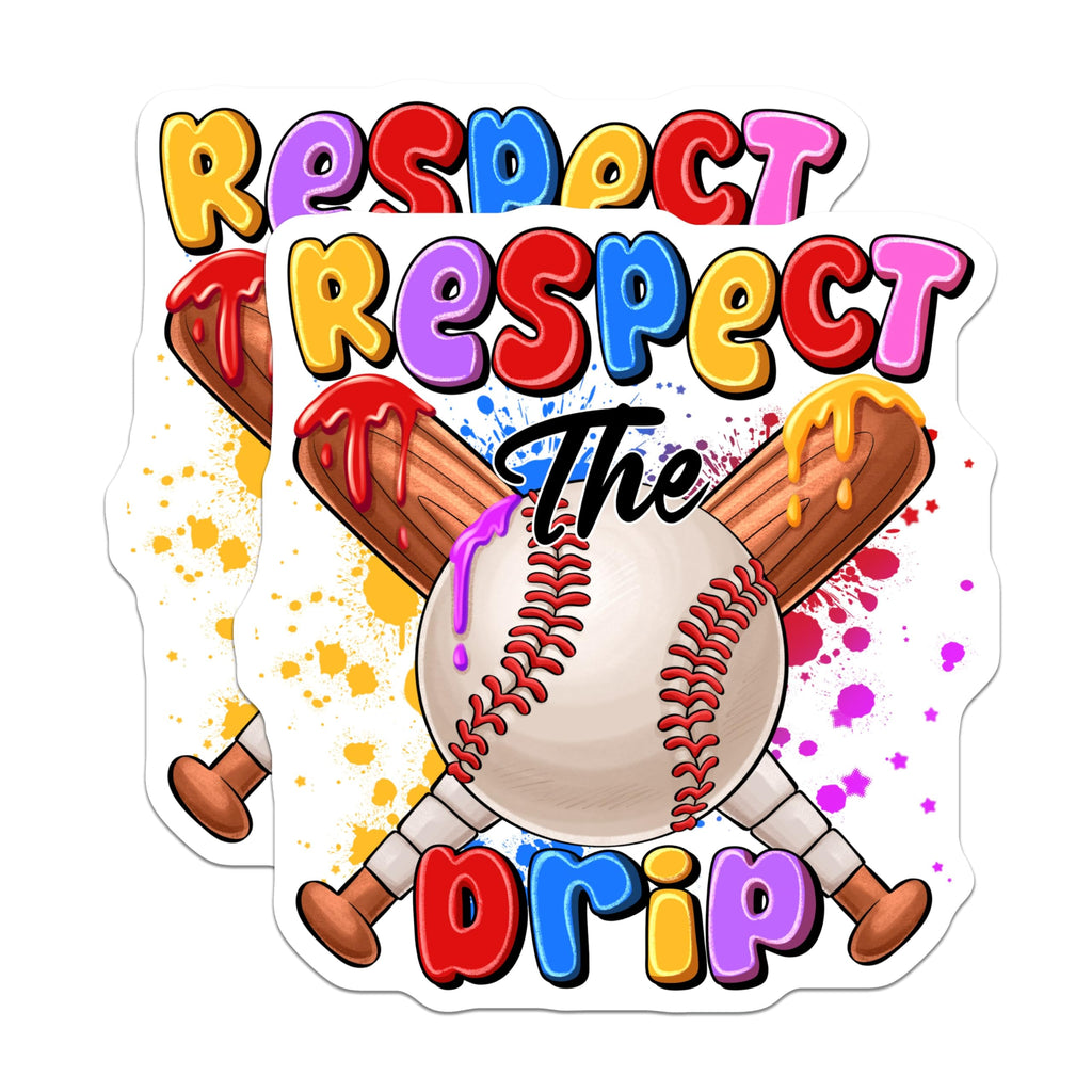 (2 Pack) Baseball Magnets - Respect The Drip Quote - Sports Decor Player Coach - Locker Refrigerator Magnets - 5 Inches On Longest Side - Thick Durable Magnet - Made in USA - MAG29800