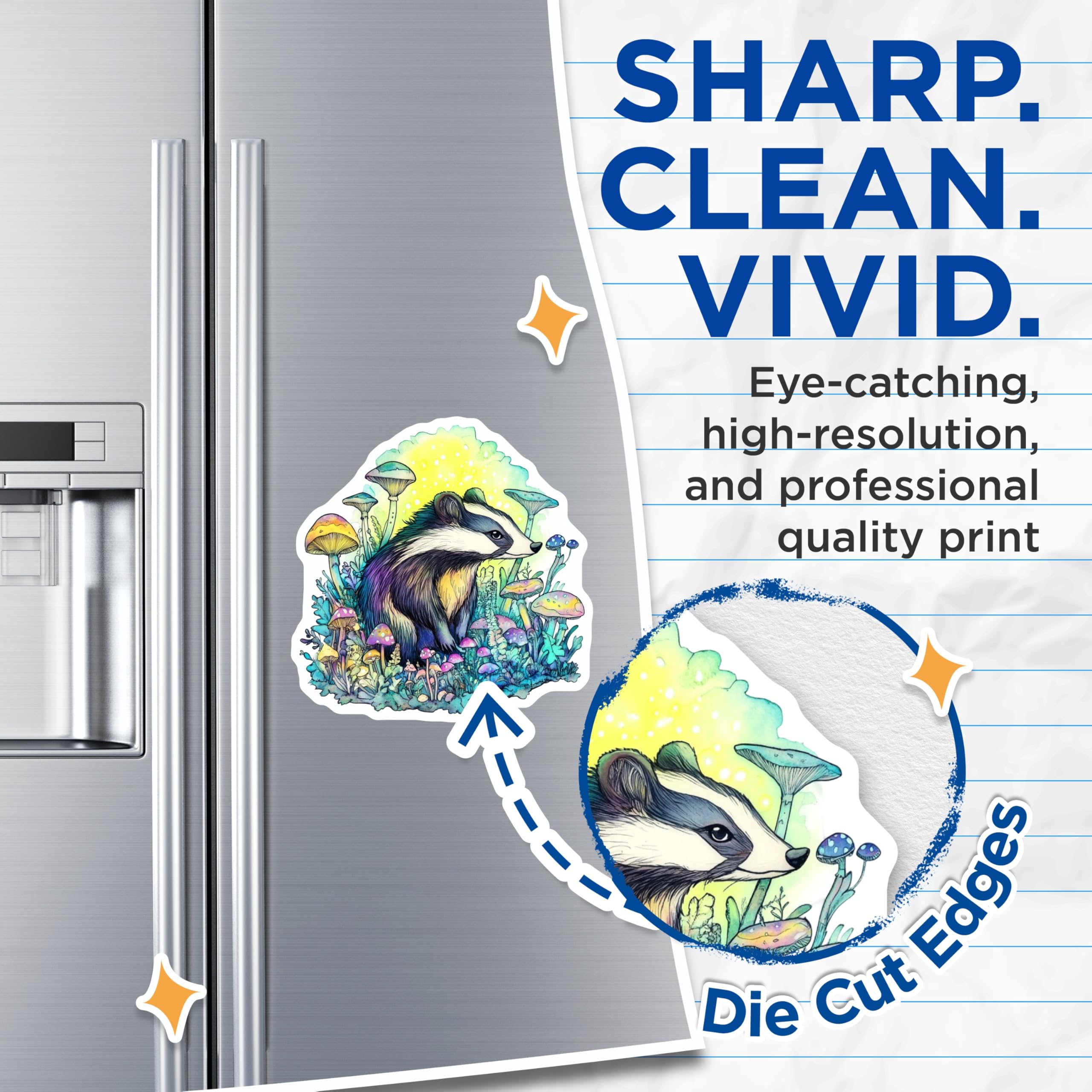 (2 Pack) Badger Magnets - Mushroom Decor - Fantasy Fridge Magnets - 5" On Longest Side - Premium Magnet - for Cars, Refrigerators, Toolboxes, Lockers - Made in USA - MAG16167