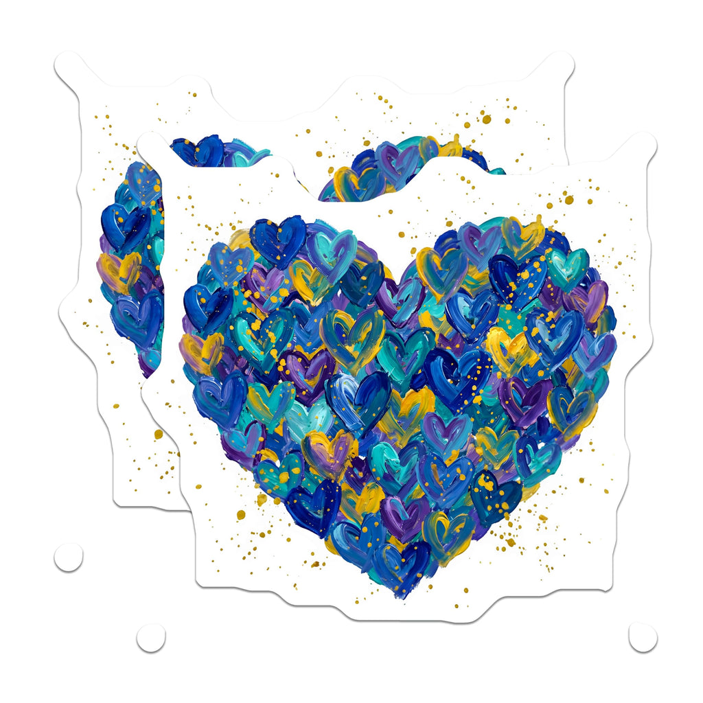 (2 Pack) Abstract Heart Magnets - Colorful Artistic Fridge Decor - Vibrant Mothers Day Idea - 5 Inches On Longest Side - Thick Durable Magnet - Made in USA - MAG30742