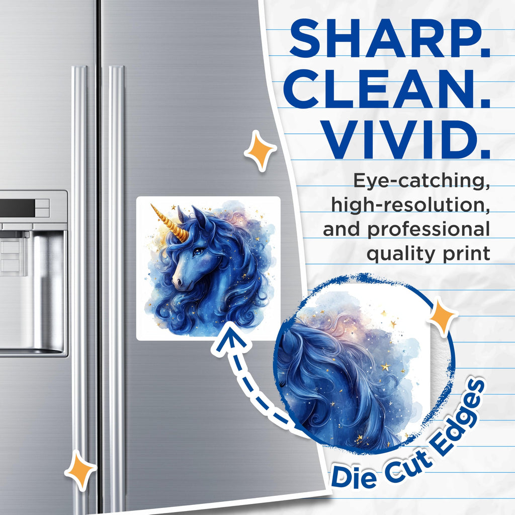 (2 Pack) Blue Unicorn Magnets - Magical Celestial Decor - Whimsical Fantasy Fridge Art - 5 Inches On Longest Side - Thick Durable Magnet - Made in USA - MAG28655