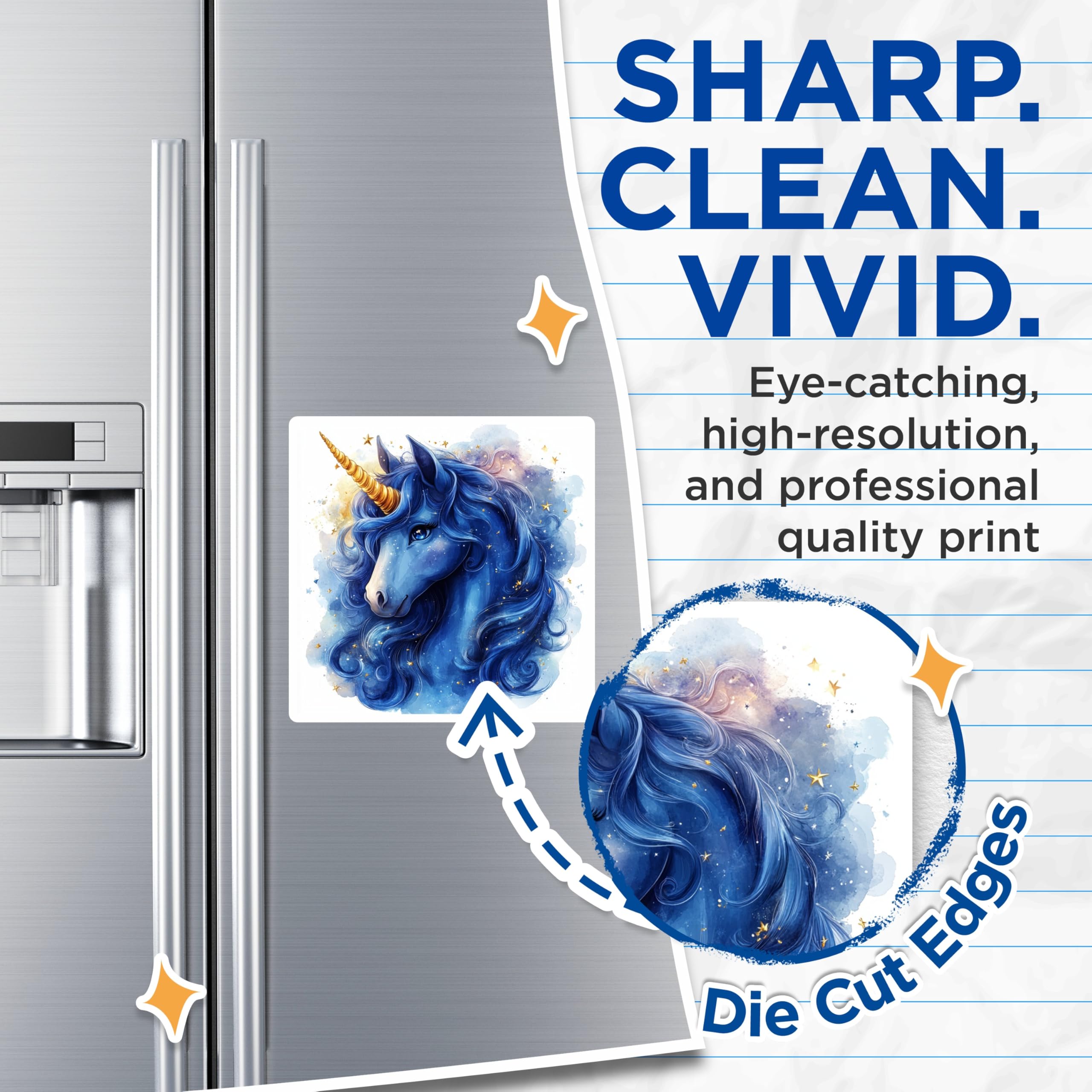 (2 Pack) Blue Unicorn Magnets - Magical Celestial Decor - Whimsical Fantasy Fridge Art - 5 Inches On Longest Side - Thick Durable Magnet - Made in USA - MAG28655