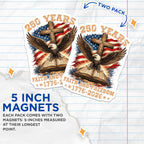 (2 Pack) 250 Years Faith Freedom Magnets - American Patriot Eagle - 1776-2026 Christian Display - 5 Inches On Longest Side - Thick Durable Magnet - Made in USA - MAG21009