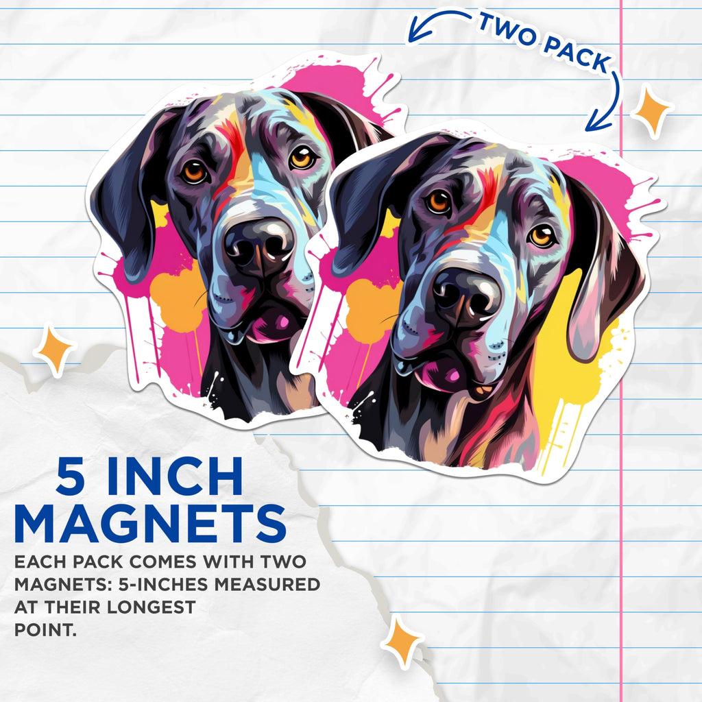 (2 Pack) Great Dane Dog Breed Magnets - 5 Inches On Longest Side - Choose from Over 100 Dog Breeds - for Cars, Refrigerators, Toolboxes - Made in USA - MAG1869