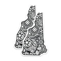 (2 Pack) New Hampshire State Magnets - Floral Mandala Art - State Outline Decor - 5 Inches On Longest Side - Thick Durable Magnet - Made in USA - MAG19187