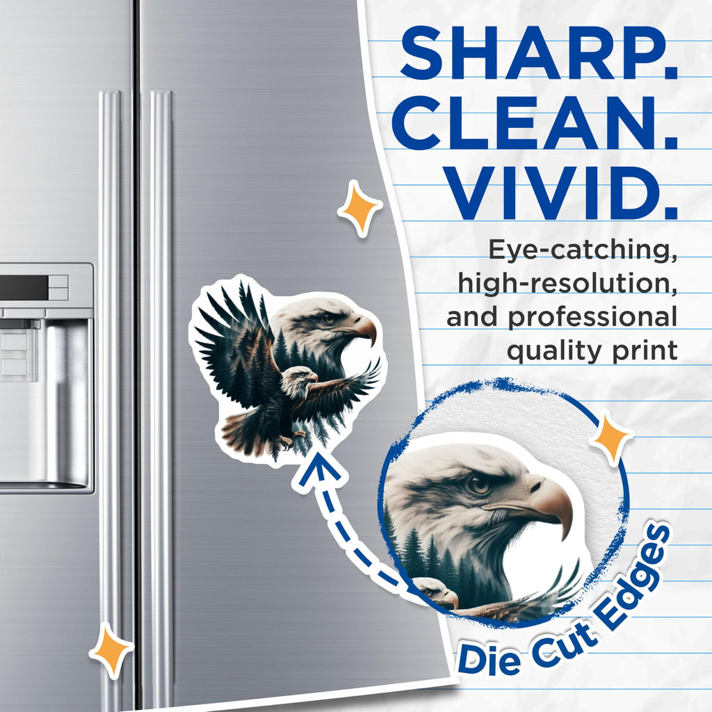 (2 Pack) Eagle Magnets - American Bald Eagle - Patriotic Fridge Decor - 5" On Longest Side - Premium Magnet - for Cars, Refrigerators, Toolboxes, Lockers - Made in USA - MAG14327